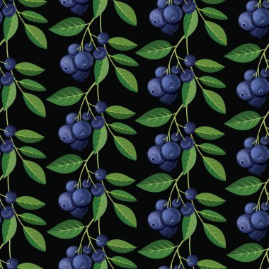 Yaban mersini ve dal ile Seamless modeli. Vektör