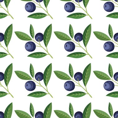 Yaban mersini ve dal ile Seamless modeli. Vektör