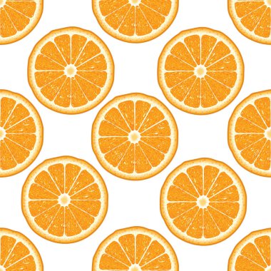 Beyaz arka planda portakal dilimleri olan kusursuz bir desen..