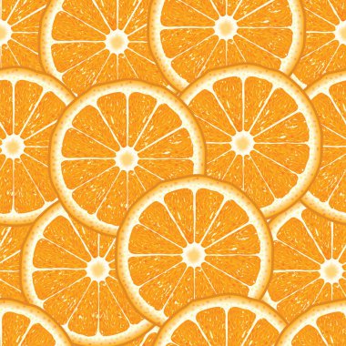 Beyaz arka planda portakal dilimleri olan kusursuz bir desen..