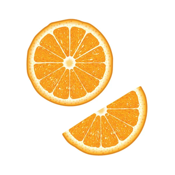 Naranja aislado y medio cortado naranja. Vector — Archivo Imágenes Vectoriales