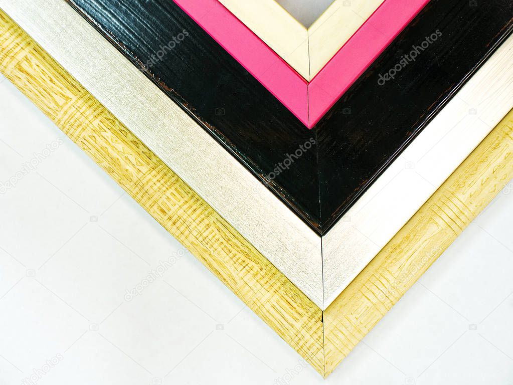 Modern wooden picture frames / Colorful timber and metal paiting framings