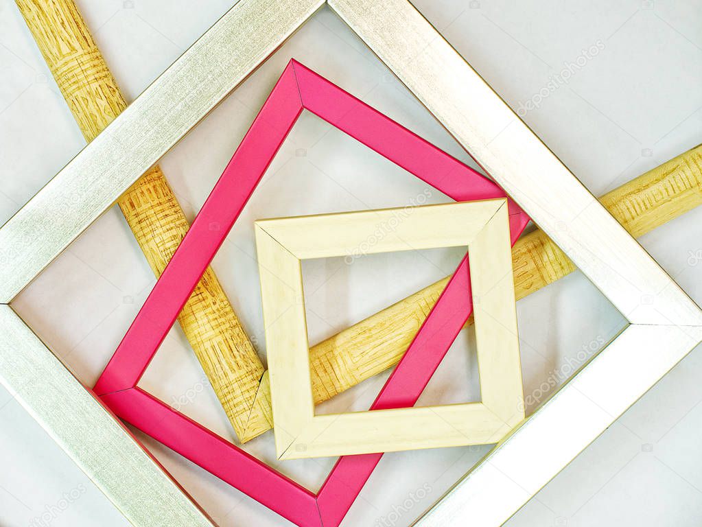 Modern wooden photo picture frames / Colorful little timber and metal photograhpy framings