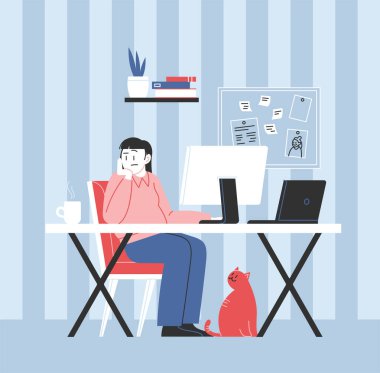 Üzgün ya da sıkılmış kişi evde kalıyor, evden çalışıyor.