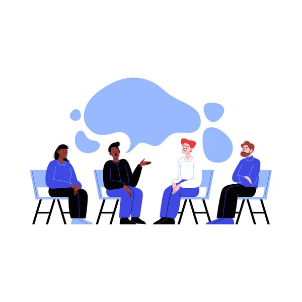 Pessoas Diferentes Que Frequentam Uma Sessão Terapia Grupo Conversa Entre —  Vetores de Stock