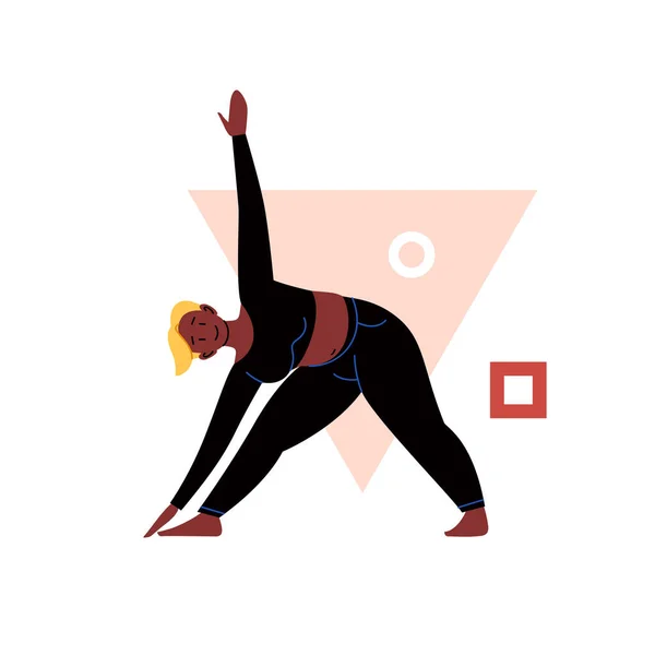 Illustrazione Piatta Lineare Una Persona Che Pratica Yoga Con Uno — Vettoriale Stock