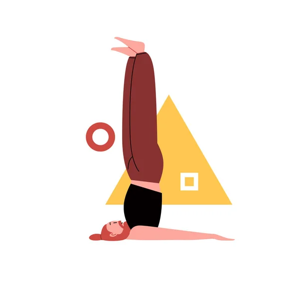 Illustrazione Piatta Lineare Una Persona Che Pratica Yoga Con Uno — Vettoriale Stock