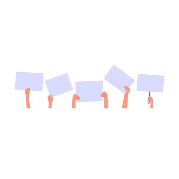 Set handen die papier vasthouden — Stockvector