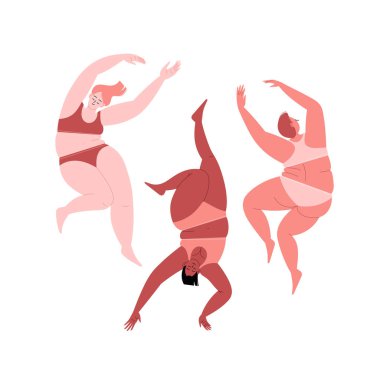 İç çamaşırlı üç şişman kadın.