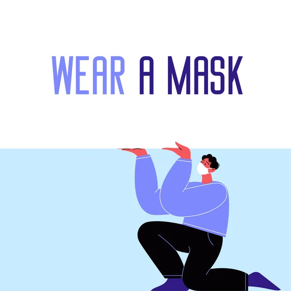 Osoba trzymająca sztandar mówiąca, że nosi maskę Ilustracje Stockowe bez tantiem