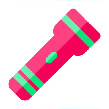 Tüm proje için el feneri simgesi düz stil pembe yeşil