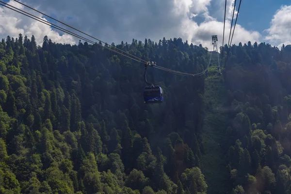 teleferik, dağlar, orman, gökyüzü 
