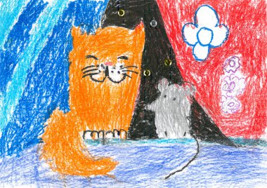 kedi ve fare çizim çocuklar