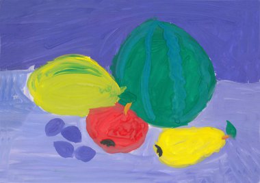 meyve karpuz çizim çocuklar