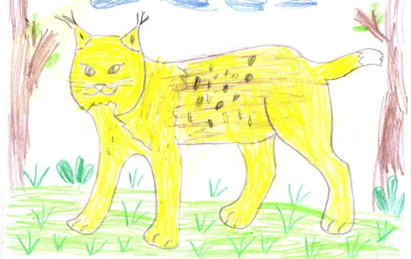 children drawing yellow cat