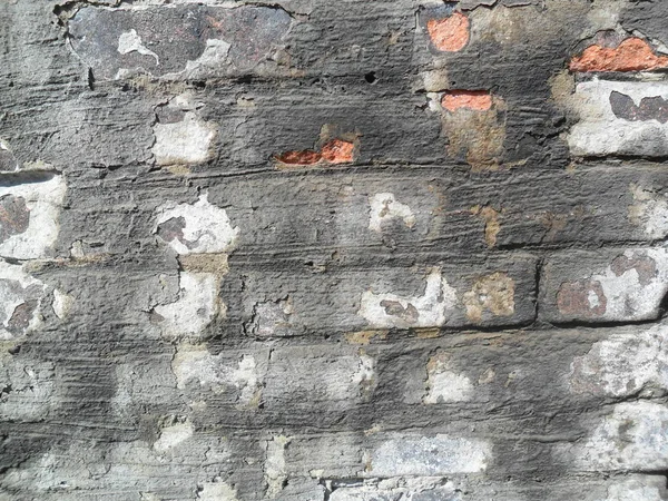 Old Crack White Painted Brick Wall — Stock Photo, Image