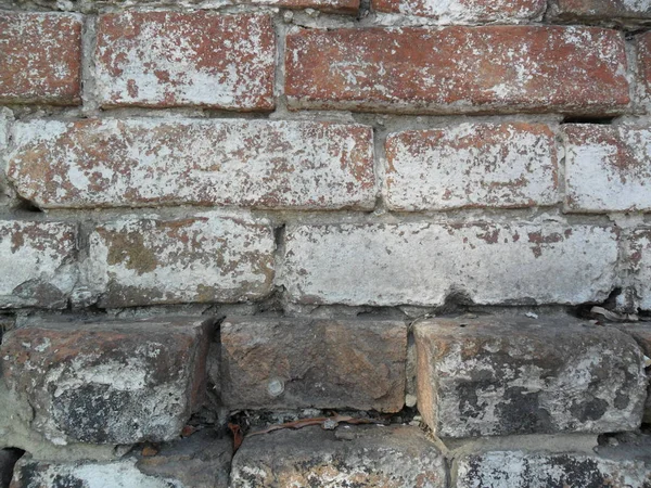 Velha Parede Tijolo Branco Rachadura Pintada — Fotografia de Stock