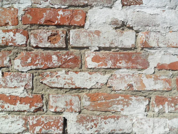 Crack Texture White Painted Old Brick Wall — Stock Photo, Image