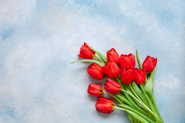 Buquê Tulipas Vermelhas Conceito Para Dia Dos Namorados Dia Das — Fotografia de Stock