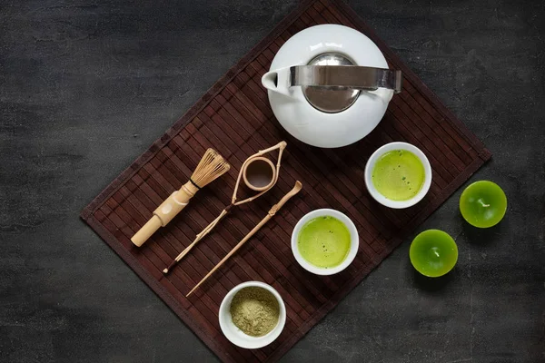 Matcha hijau upacara teh ditetapkan — Stok Foto