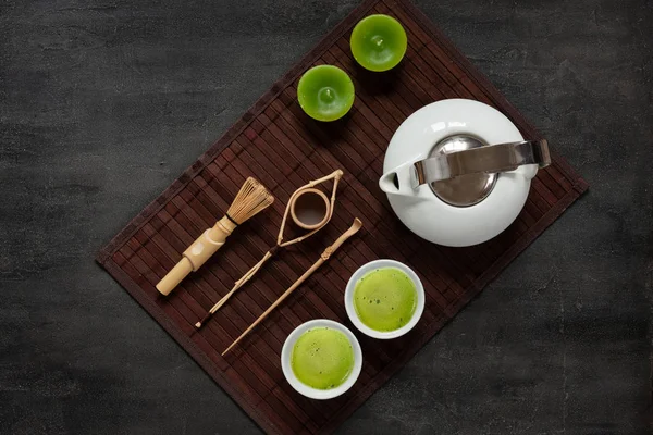 Matcha grönt te ceremoni inställd — Stockfoto