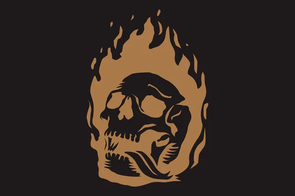 燃烧火焰中的头骨 — 图库矢量图片