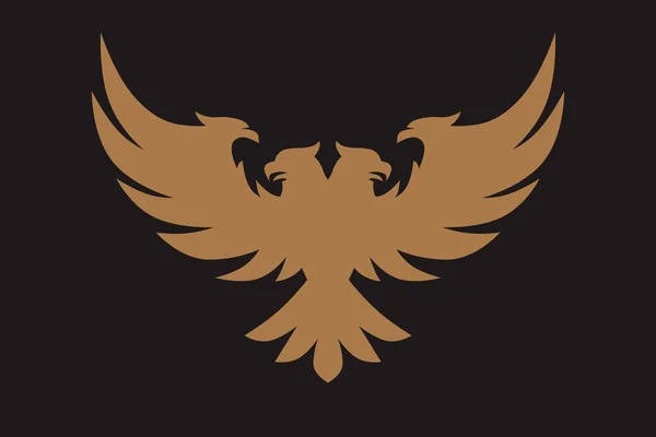 Heraldic Eagle Falcons Hawks Spread Wings — Stock Vector