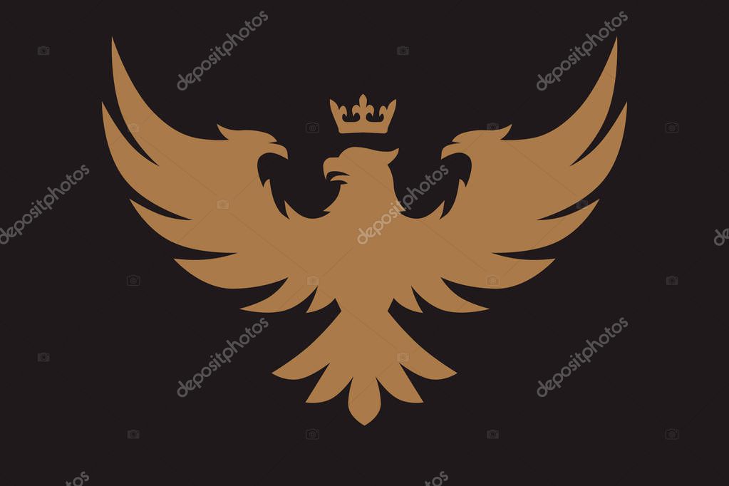 Heraldic eagle, falcons and hawks spread wings