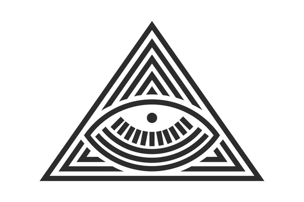 Alla Seende Ögat Delta Triangel Pyramid Och Frimureriet Ikon Nya — Stock vektor