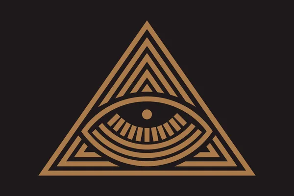 Todos Olhar Para Triângulo Delta Ícone Pirâmide Maçonaria Novo Emblema — Vetor de Stock