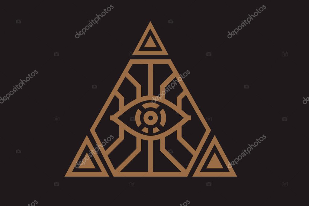 All Seeing icon illustration. The symbol of the Illuminati eye in the pyramid, in different styles.