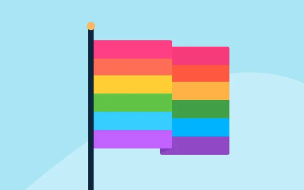 Regnbågsflaggan Mot Den Blå Himlen Symbol För Tolerans Och Acceptans — Stock vektor