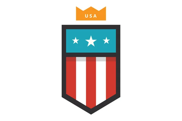 盾与美国国旗徽章 独立日概念 平面设计的向量例证 — 图库矢量图片