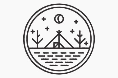 Kızılderili Çadırı gölün kıyısında logo yuvarlak