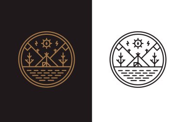 Kızılderili Çadırı gölün kıyısında logo yuvarlak