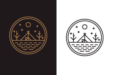Kızılderili Çadırı gölün kıyısında logo yuvarlak