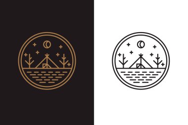 Kızılderili Çadırı gölün kıyısında logo yuvarlak