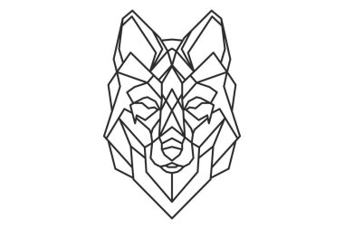 geometrik wolf logo veya kroki dövme
