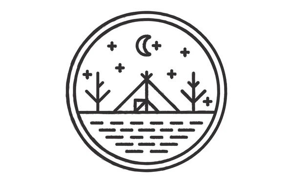 Wigwam Brzegu Jeziora Okrągłe Logo — Wektor stockowy