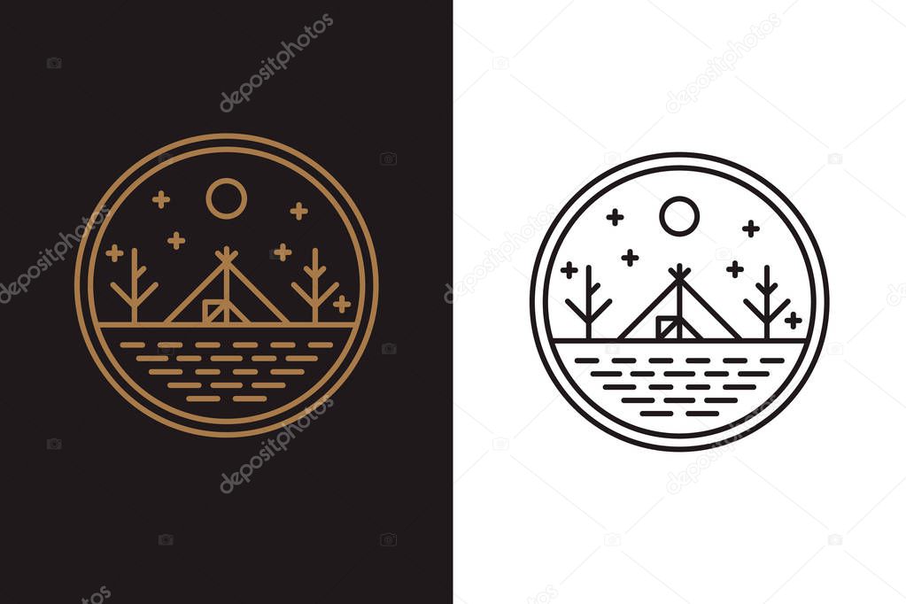 The wigwam on the lake shore, round logo