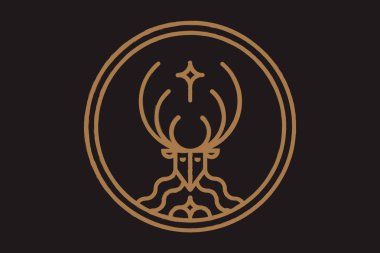 Çapraz doğrusal hipster geyik logolu