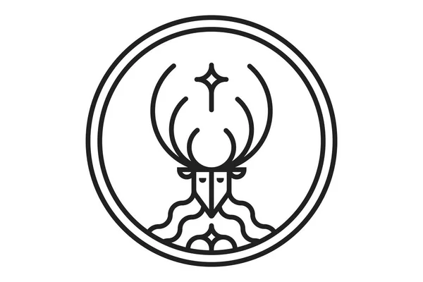线性嬉皮士鹿标志与交叉 — 图库矢量图片