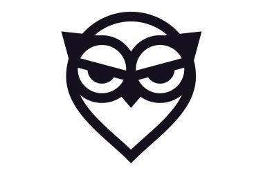 Baykuş logosu - vektör çizimi. Beyaz arkaplanda amblem tasarımı