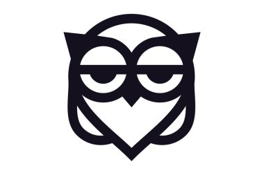 Baykuş logosu - vektör çizimi. Beyaz arkaplanda amblem tasarımı