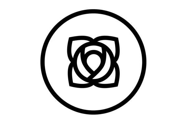 Röd Ros Logotyp Cirkel Vektorillustration — Stock vektor