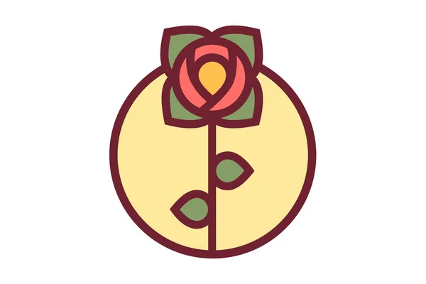 Logo Rose Rouge Cercle Illustration Vectorielle — Image vectorielle