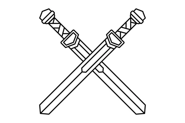 Las Espadas Cruzadas Son Las Espadas Del Icono Del Vector — Archivo Imágenes Vectoriales
