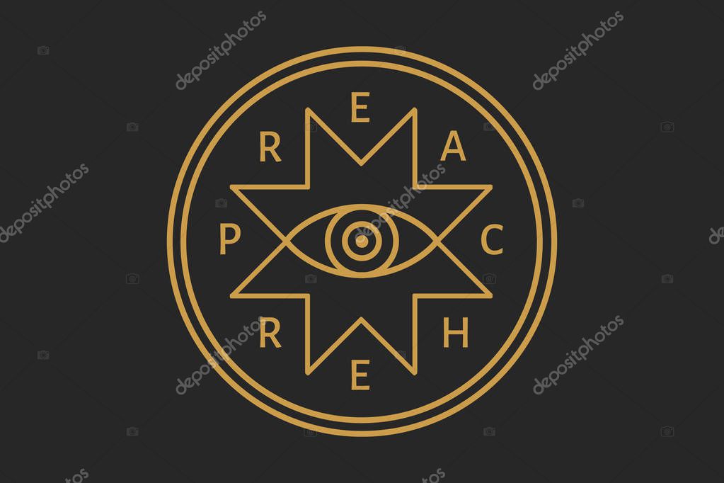 The preacher vector badge with all-seeing eye