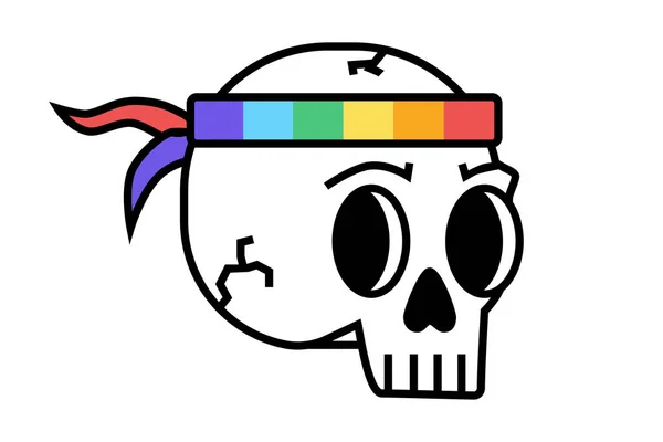 Calavera Vendaje Bandana Los Colores Lgbt Luchador Por Libertad Orgullo — Archivo Imágenes Vectoriales