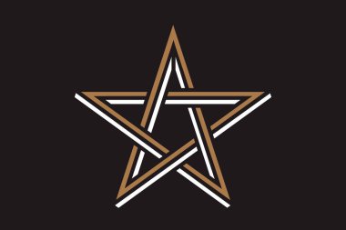 Pentagram işareti - beş köşeli yıldız. İnanç büyülü sembolü. Basit düz koyu örnek.